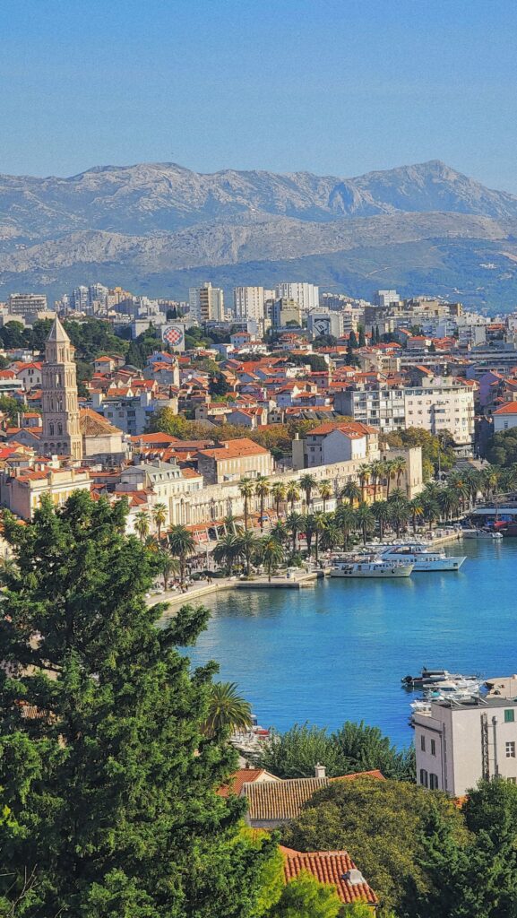 Beautiful panoramic view of Split, Croatia, showcasing the Dalmatian coastline and historic architecture.